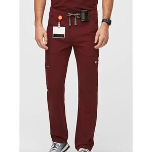Figs Cairo Cargo Scrub Pants Technical Scrubs Nurse Mens Burgundy Red Large